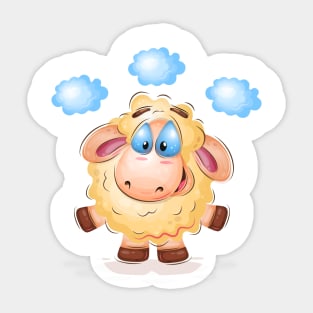 Cute Cartoon Sheep. Sticker